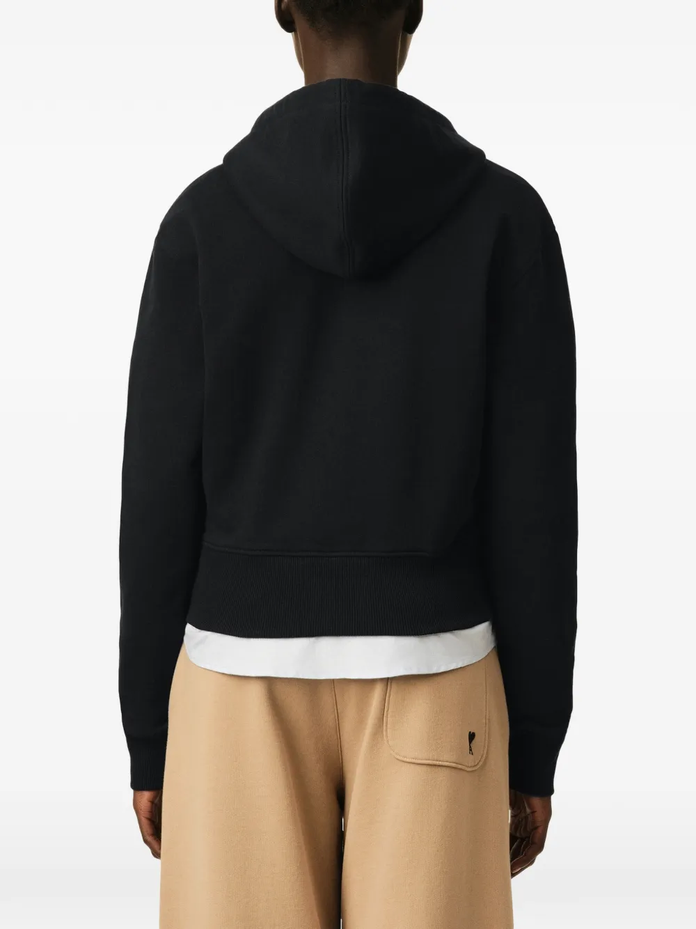 AMI Paris Katoenen hoodie met rits en Ami de Coeur Zwart