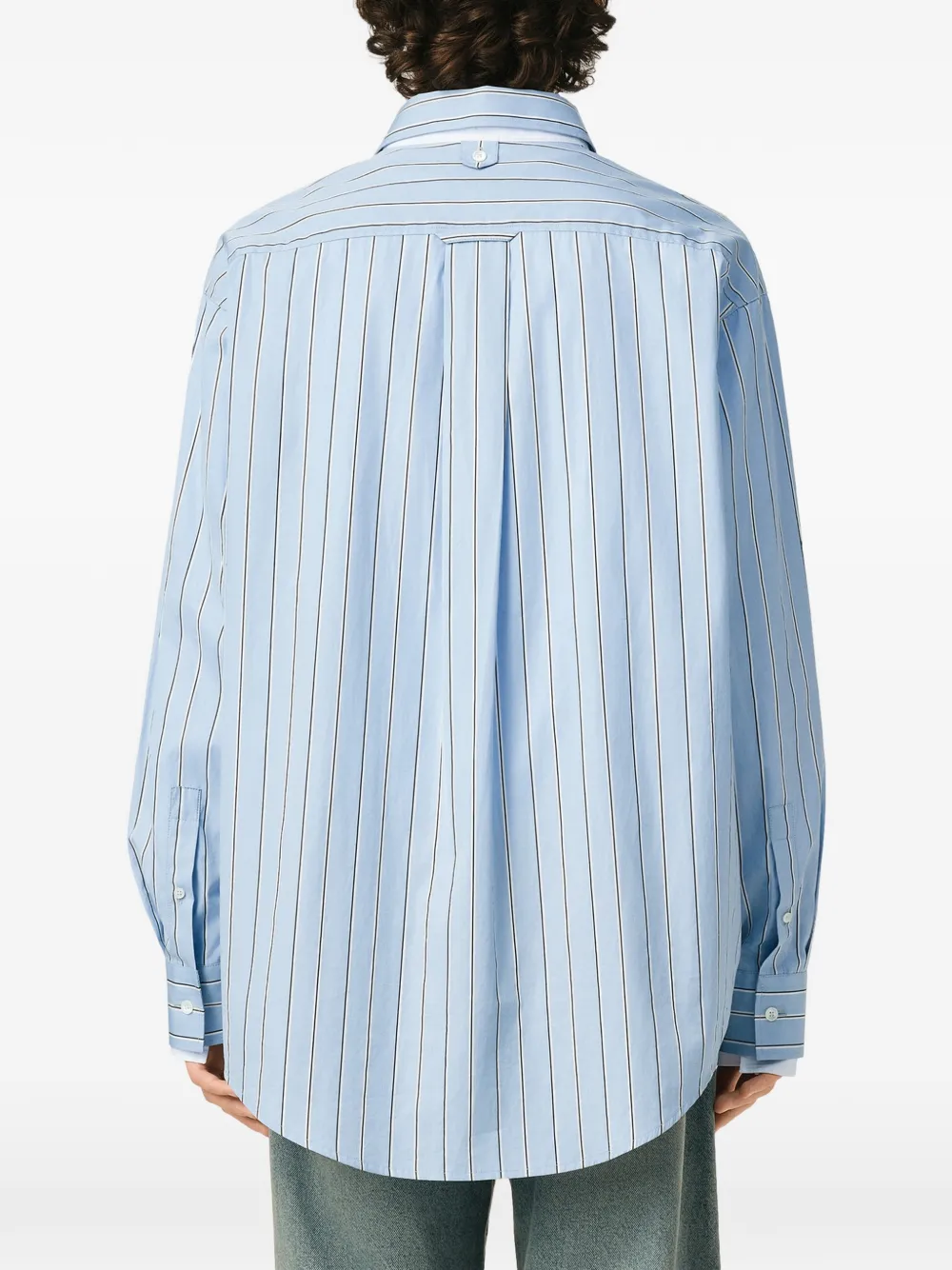 AMI Paris Gestreept katoenen shirt met afneembare kraag Blauw