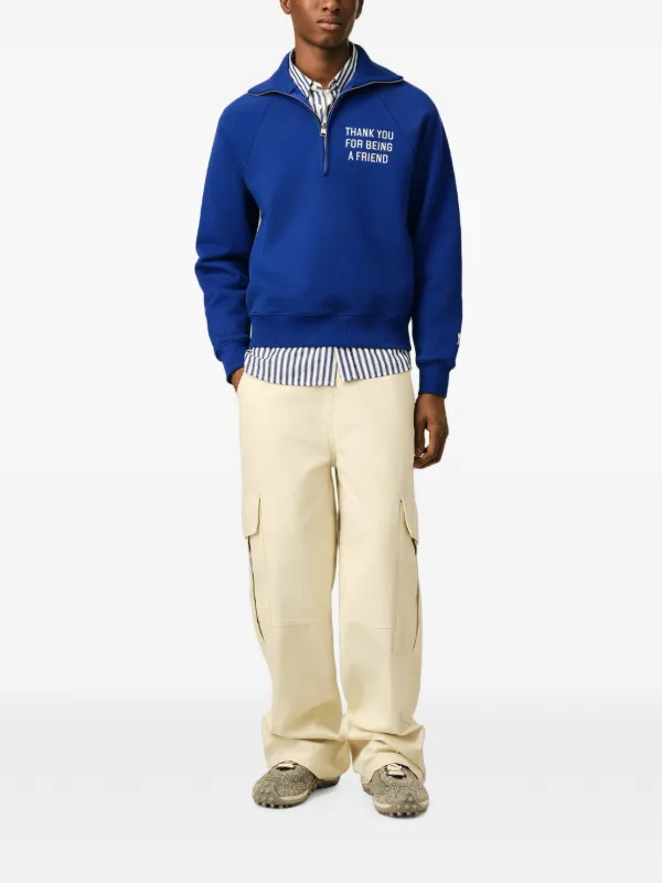 AMI Paris Zipped Cotton Thank You For Being A Friend Sweatshirt