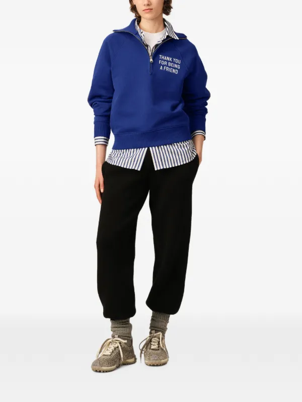 AMI Paris Zipped Cotton Thank You For Being A Friend Sweatshirt