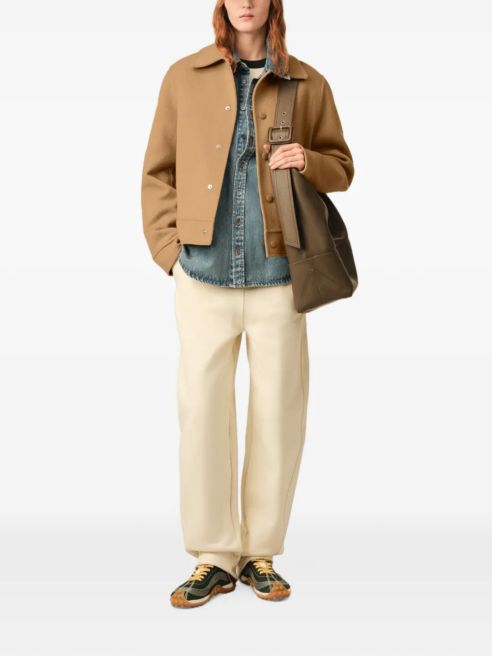 AMI Paris Button-down wollen en kasjmier jack Beige