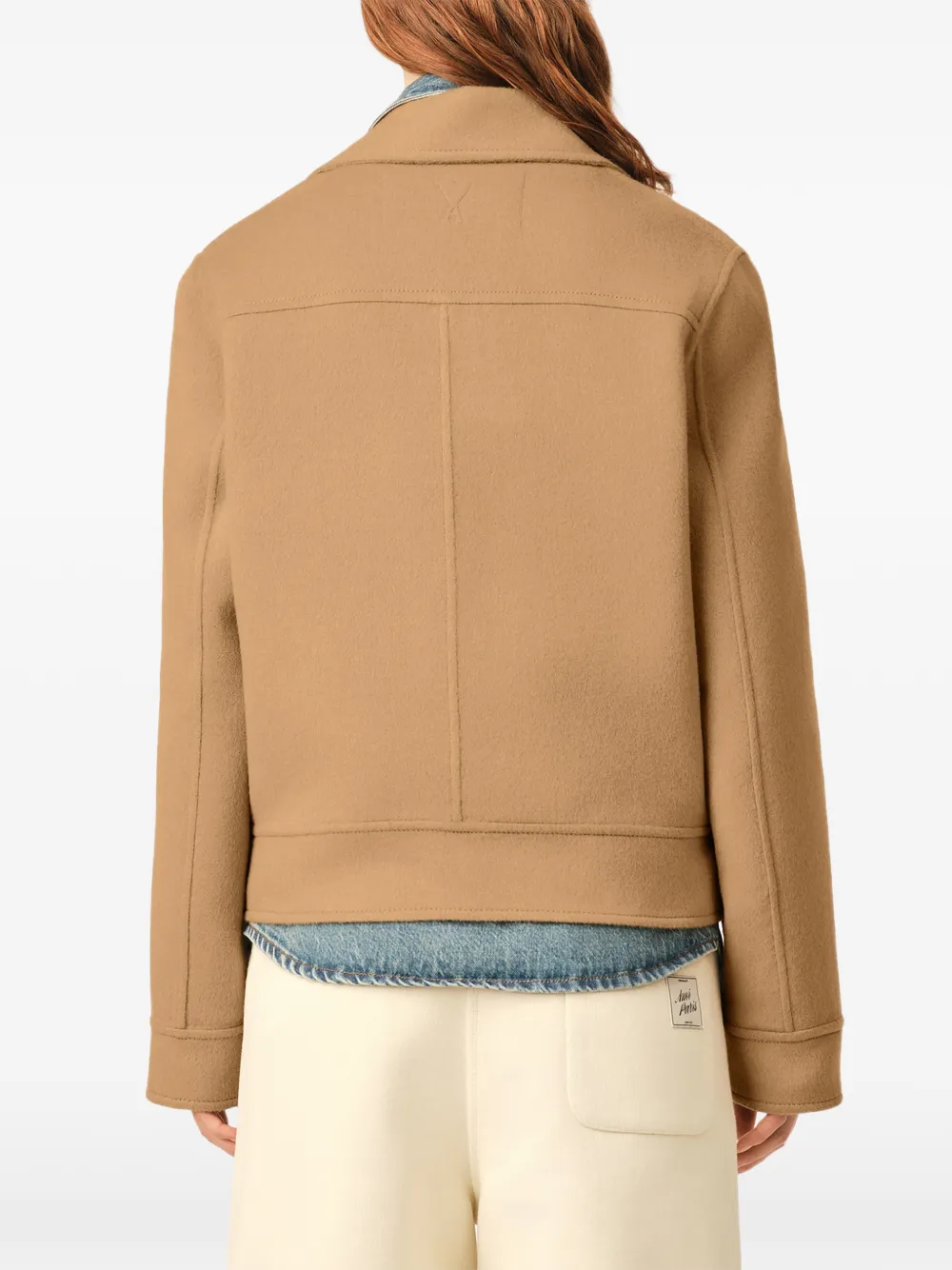 AMI Paris Button-down wollen en kasjmier jack Beige