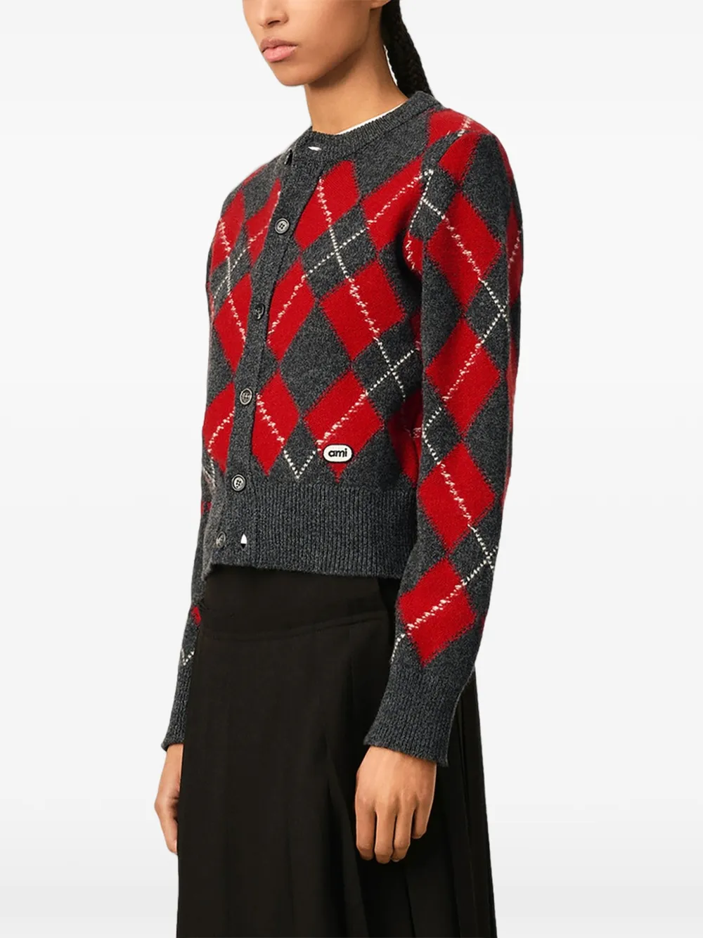 AMI Paris Vest met argyle patroon Grijs