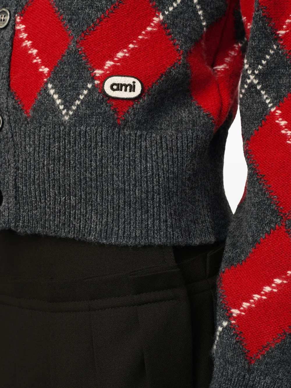 AMI Paris Vest met argyle patroon Grijs
