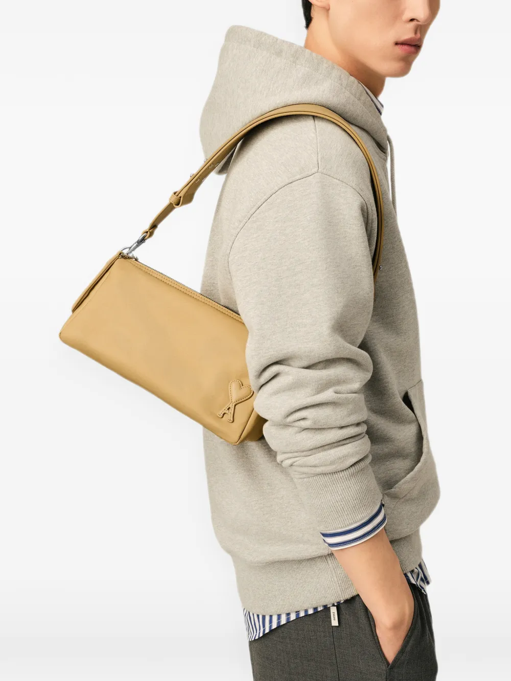 AMI Paris Marcel nylon tas Beige