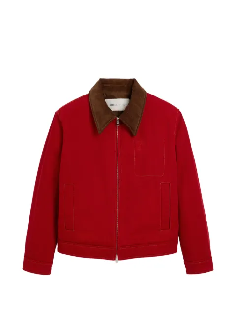 AMI Paris cotton zipped jacket with Ami de Coeur