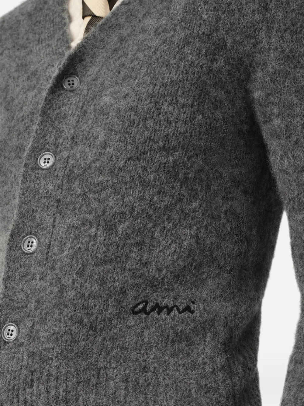 AMI Paris Wollen en alpaca vest met Ami borduurwerk Grijs