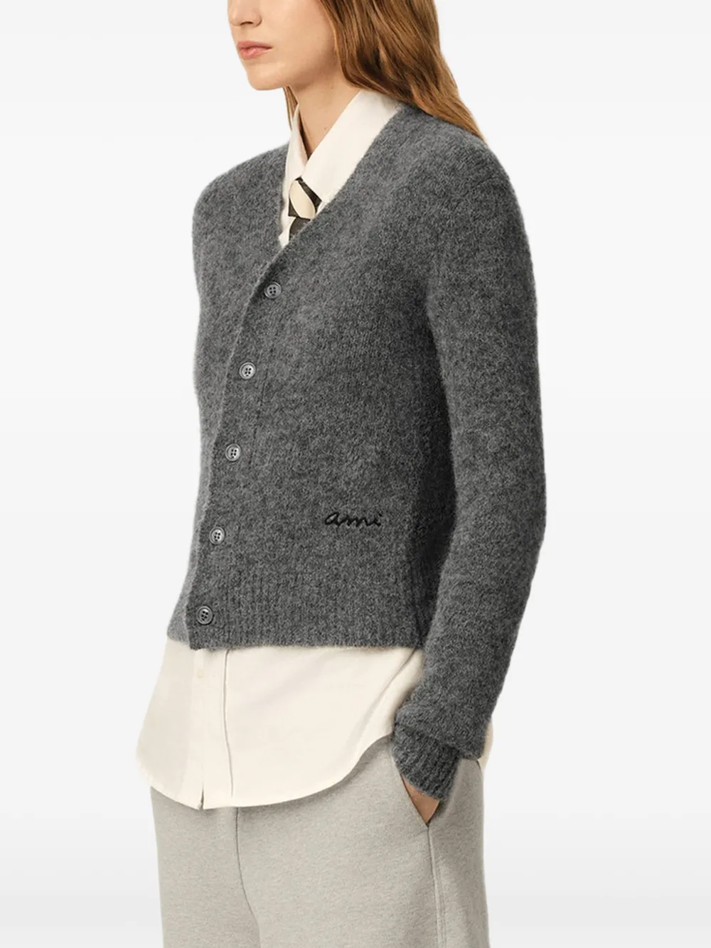AMI Paris Wollen en alpaca vest met Ami borduurwerk Grijs