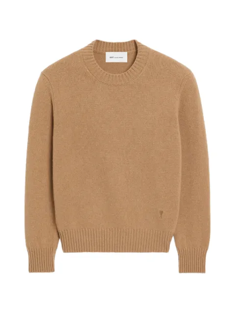 AMI Paris crew-neck cashmere sweater with Ami de Coeur