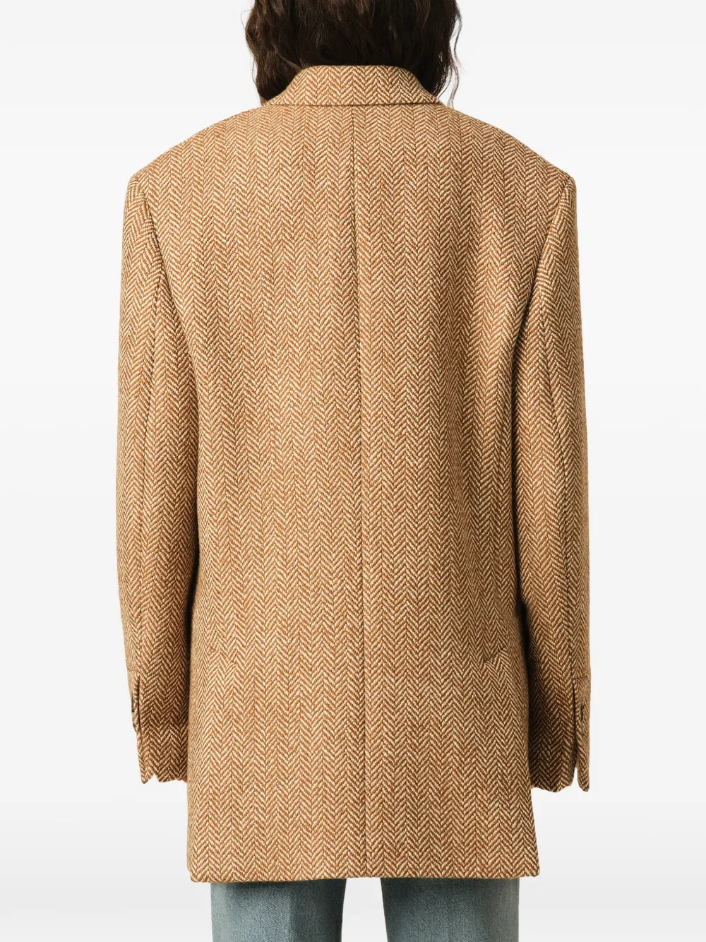 AMI Paris Wollen blazer met dubbele rij knopen en visgraatpatroon Beige
