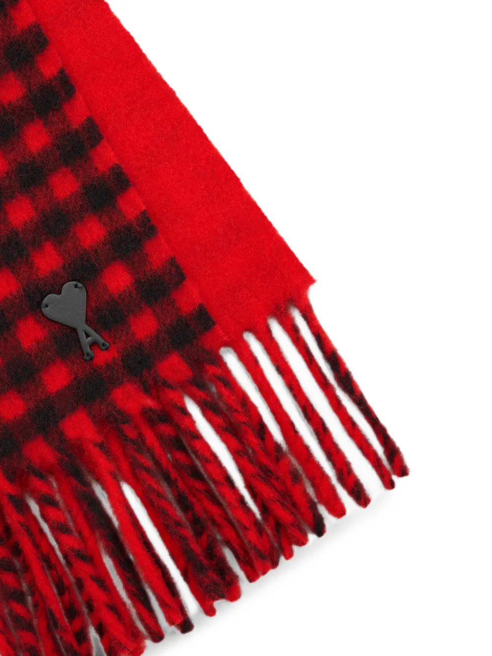 AMI Paris Geruite wollen sjaal met Ami de Coeur Rood