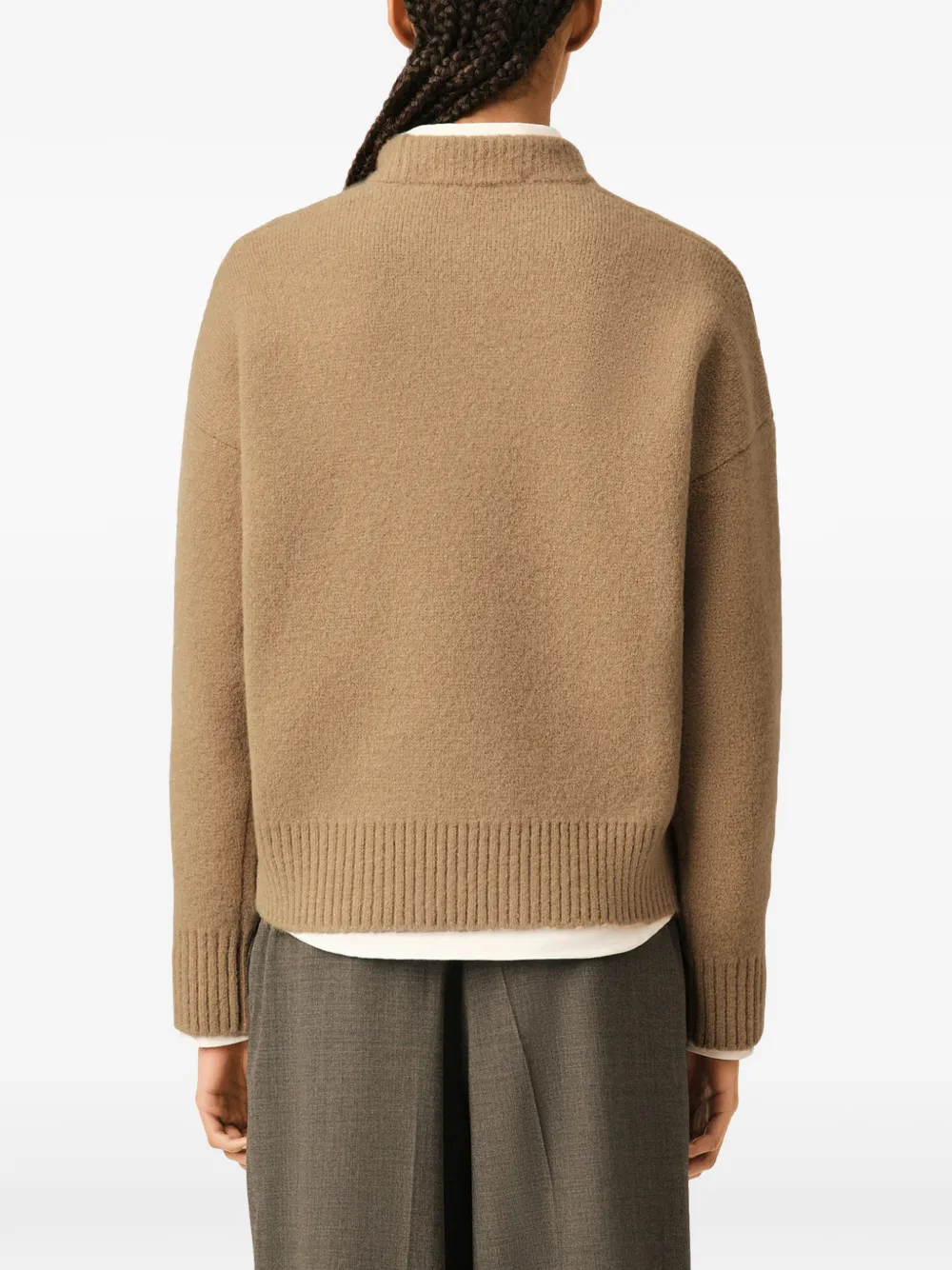 AMI Paris Alpaca trui met ronde hals en Ami de Coeur Beige