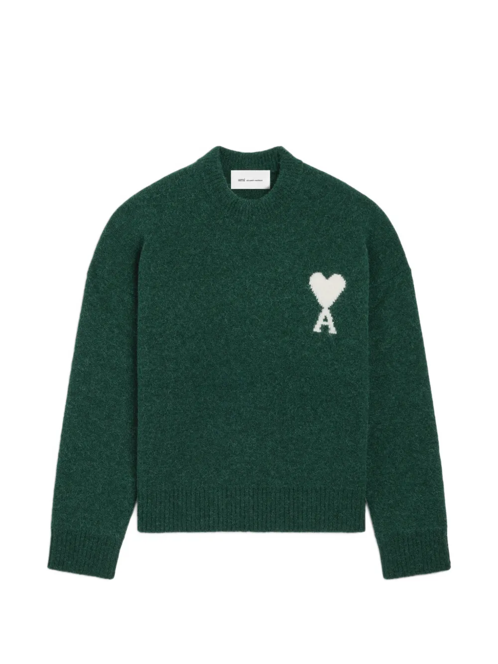 AMI Paris crew-neck alpaca sweater with Ami de Coeur - Green