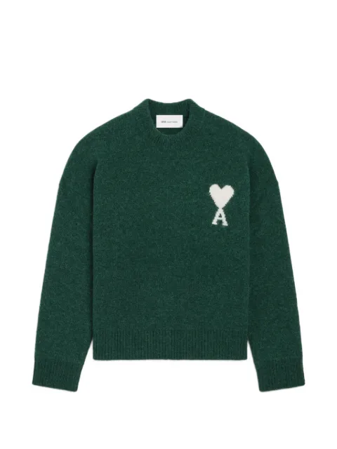 AMI Paris crew-neck alpaca sweater with Ami de Coeur