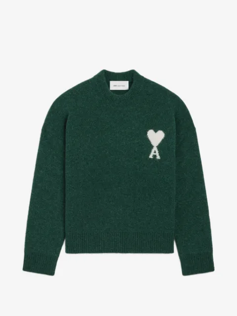 AMI Paris crew-neck alpaca sweater with Ami de Coeur