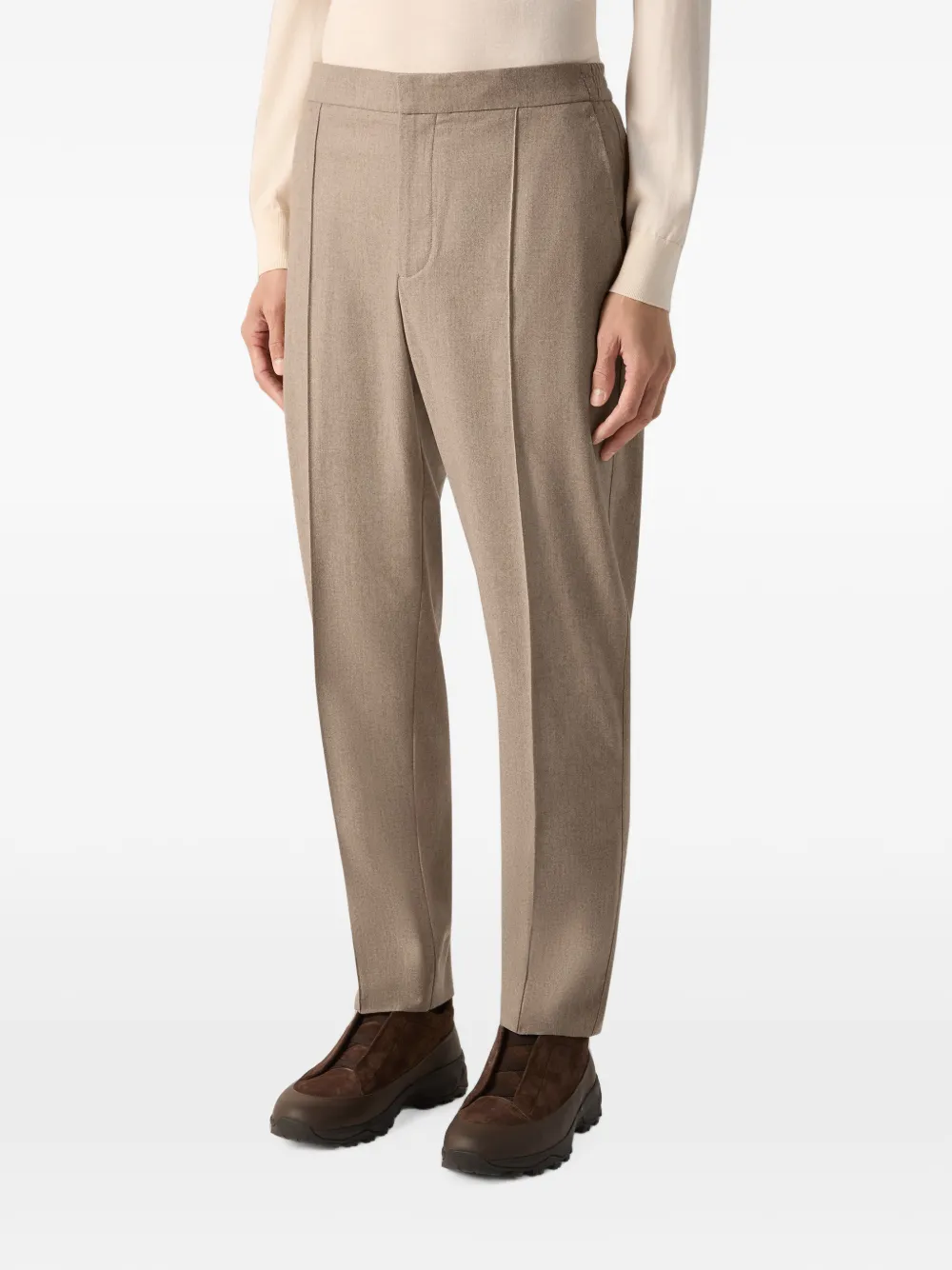 Zegna Wollen zijden en kasjmier broek Beige