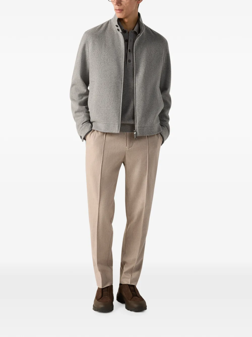 Zegna Wollen zijden en kasjmier broek Beige
