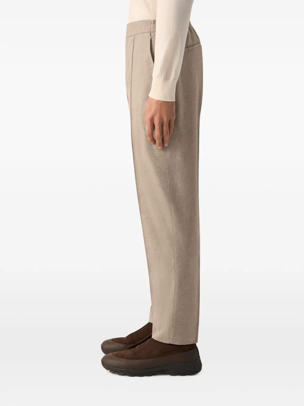 Zegna Wollen zijden en kasjmier broek Beige