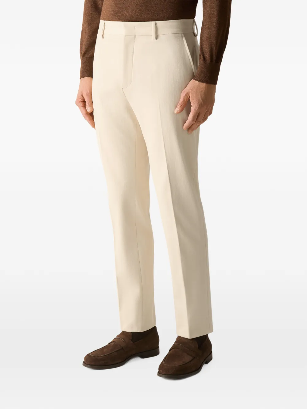 Zegna Crèmewitte katoenen en kasjmier broek Beige