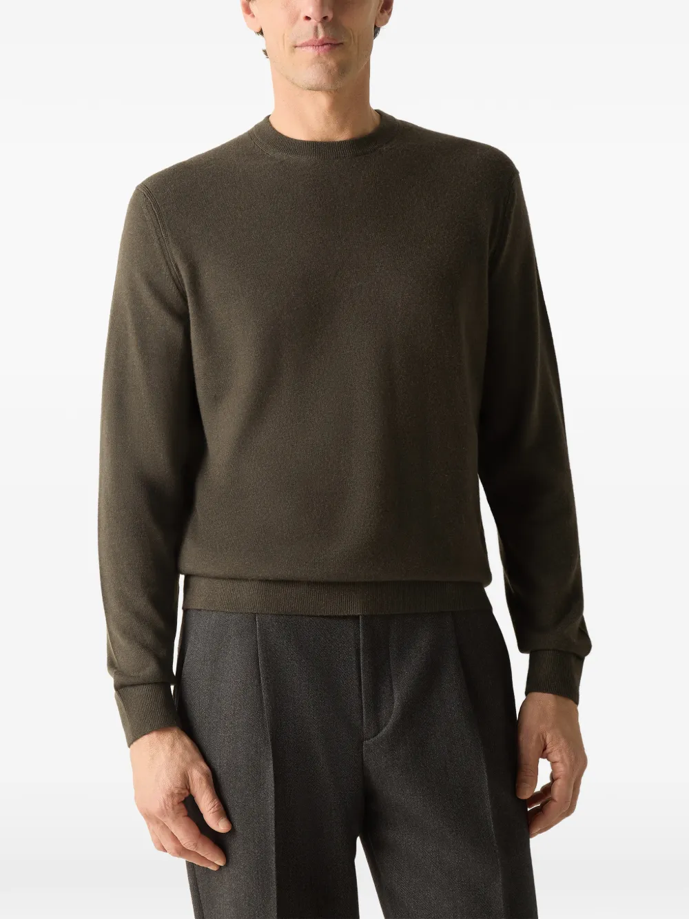 Zegna Oasi kasjmier trui met ronde hals Groen