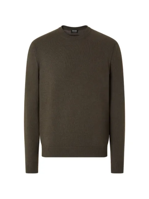 Zegna dark olive green Oasi cashmere crewneck sweater
