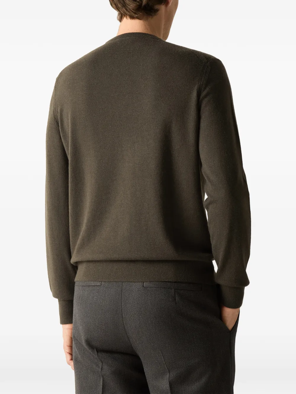 Zegna Oasi kasjmier trui met ronde hals Groen