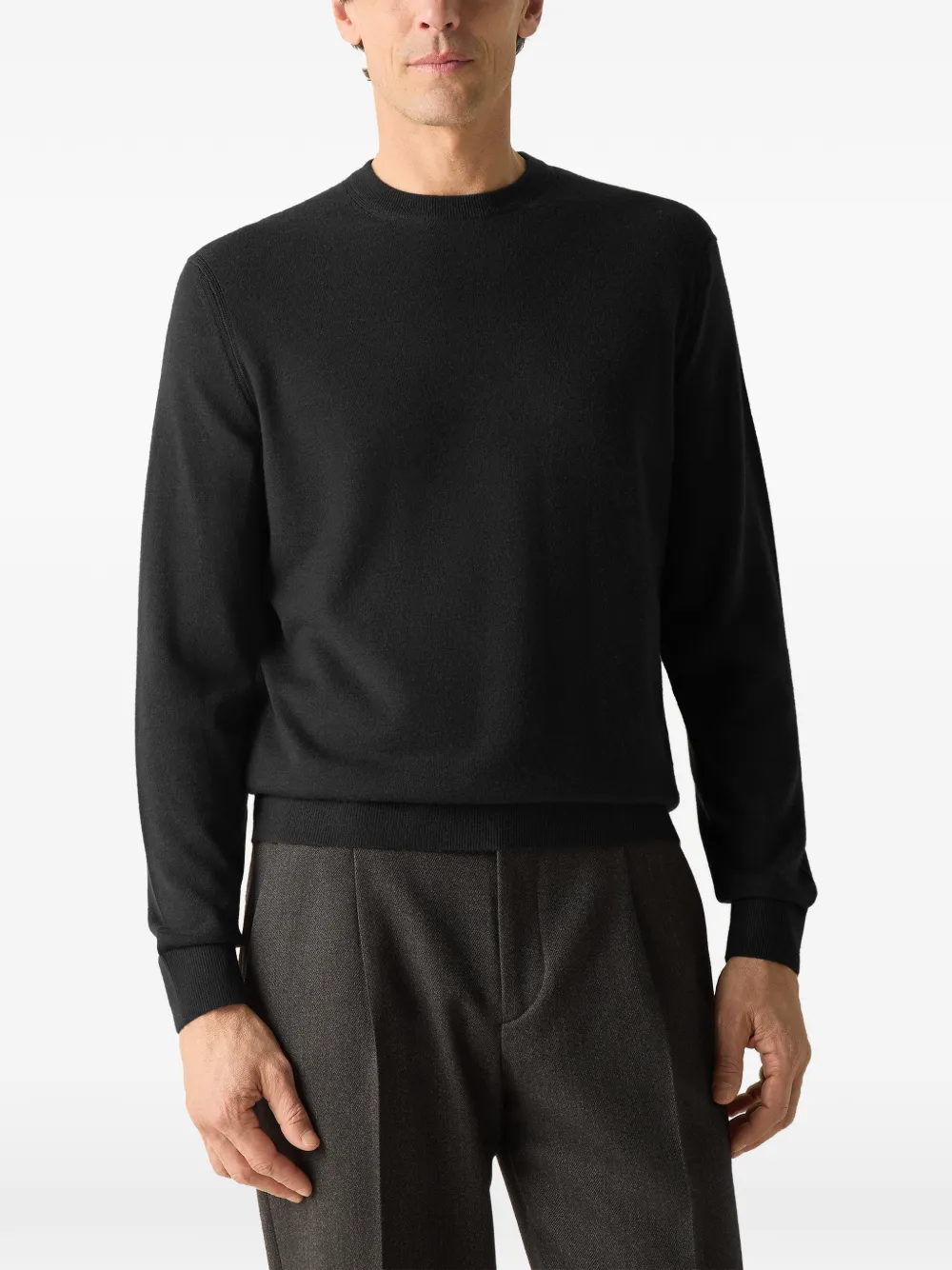 Zegna Oasi kasjmier trui met ronde hals Zwart