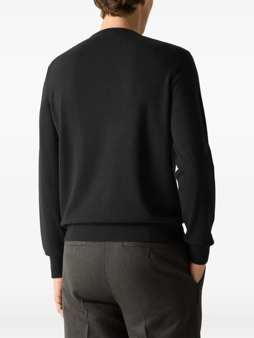 Zegna Oasi kasjmier trui met ronde hals Zwart