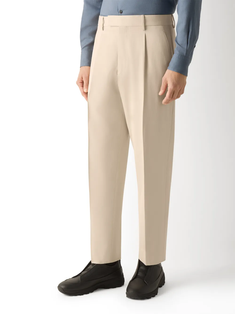 Zegna Katoenen en wollen broek Beige