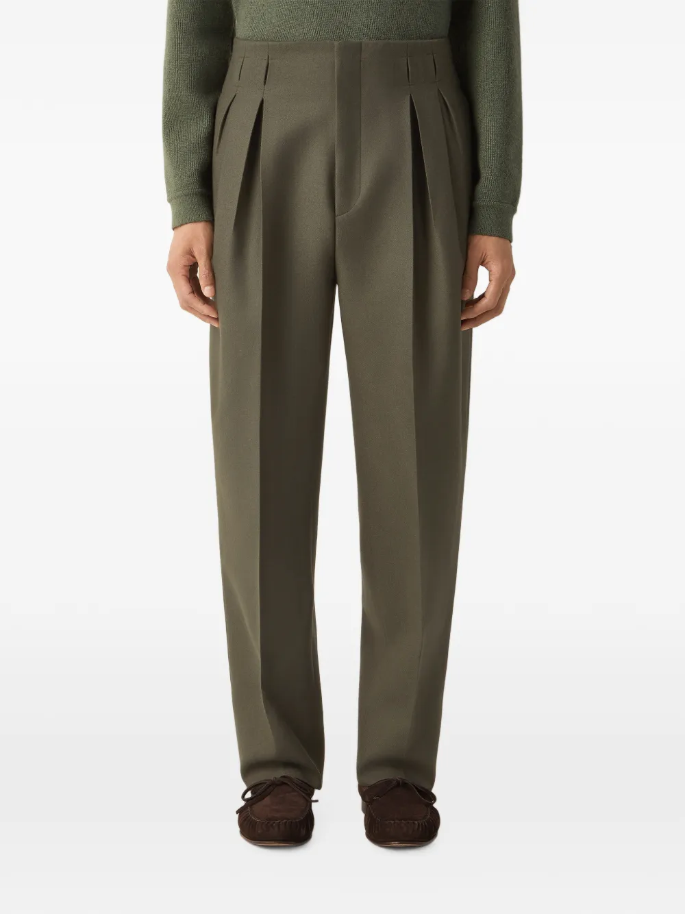 Zegna Plooibroek met tailleband Groen