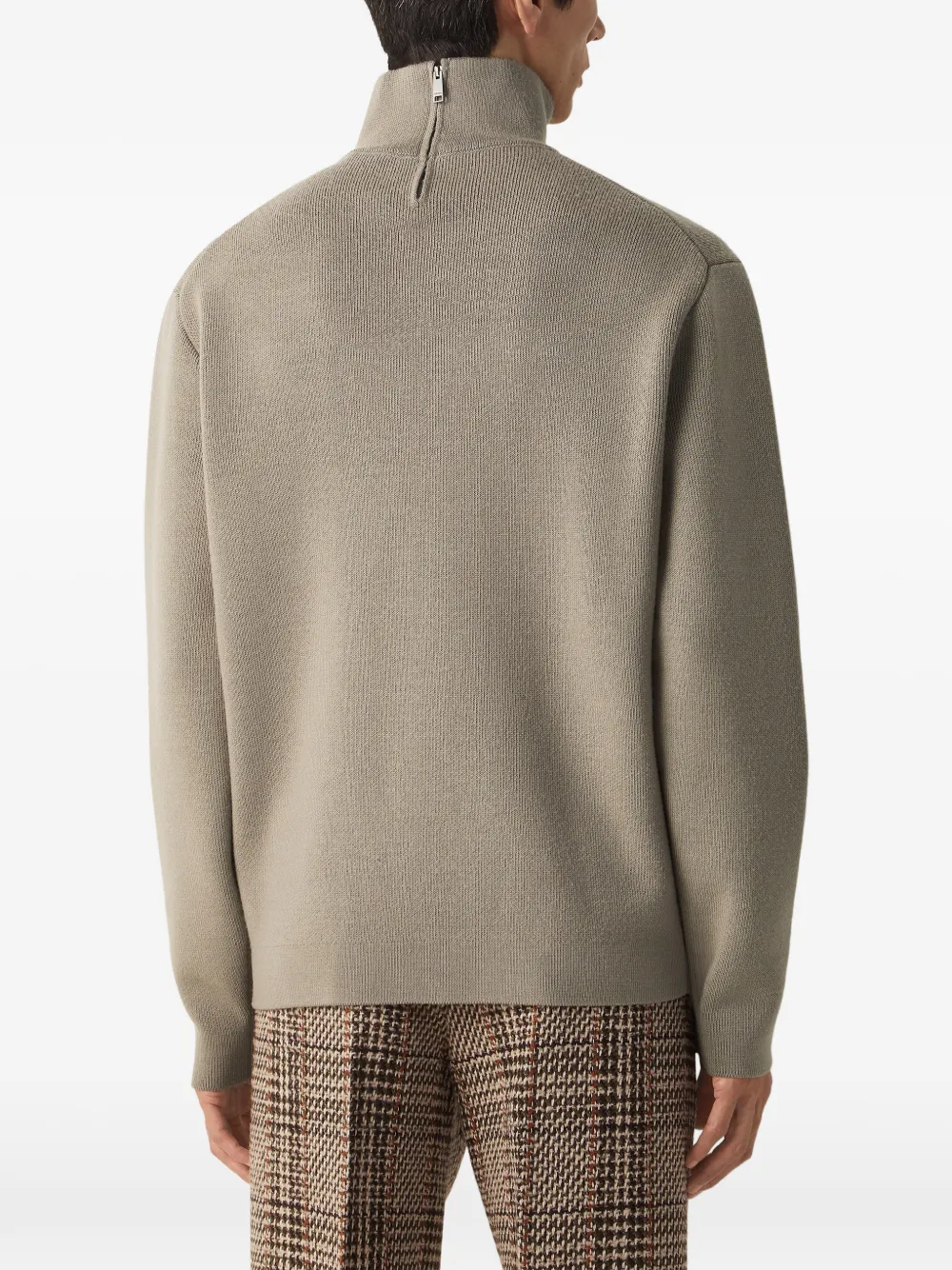 Zegna taupe wool and canapa yarn turtleneck Beige
