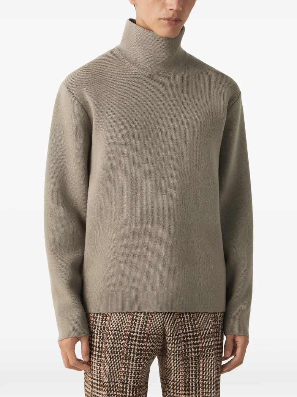 Zegna taupe wool and canapa yarn turtleneck Beige