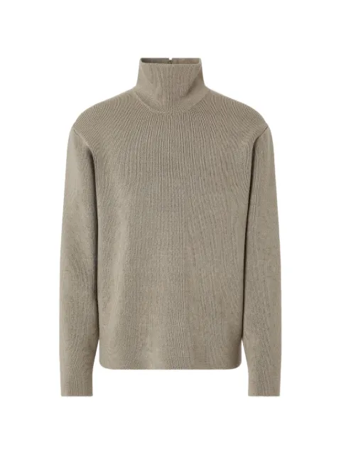 Zegna taupe wool and canapa yarn turtleneck