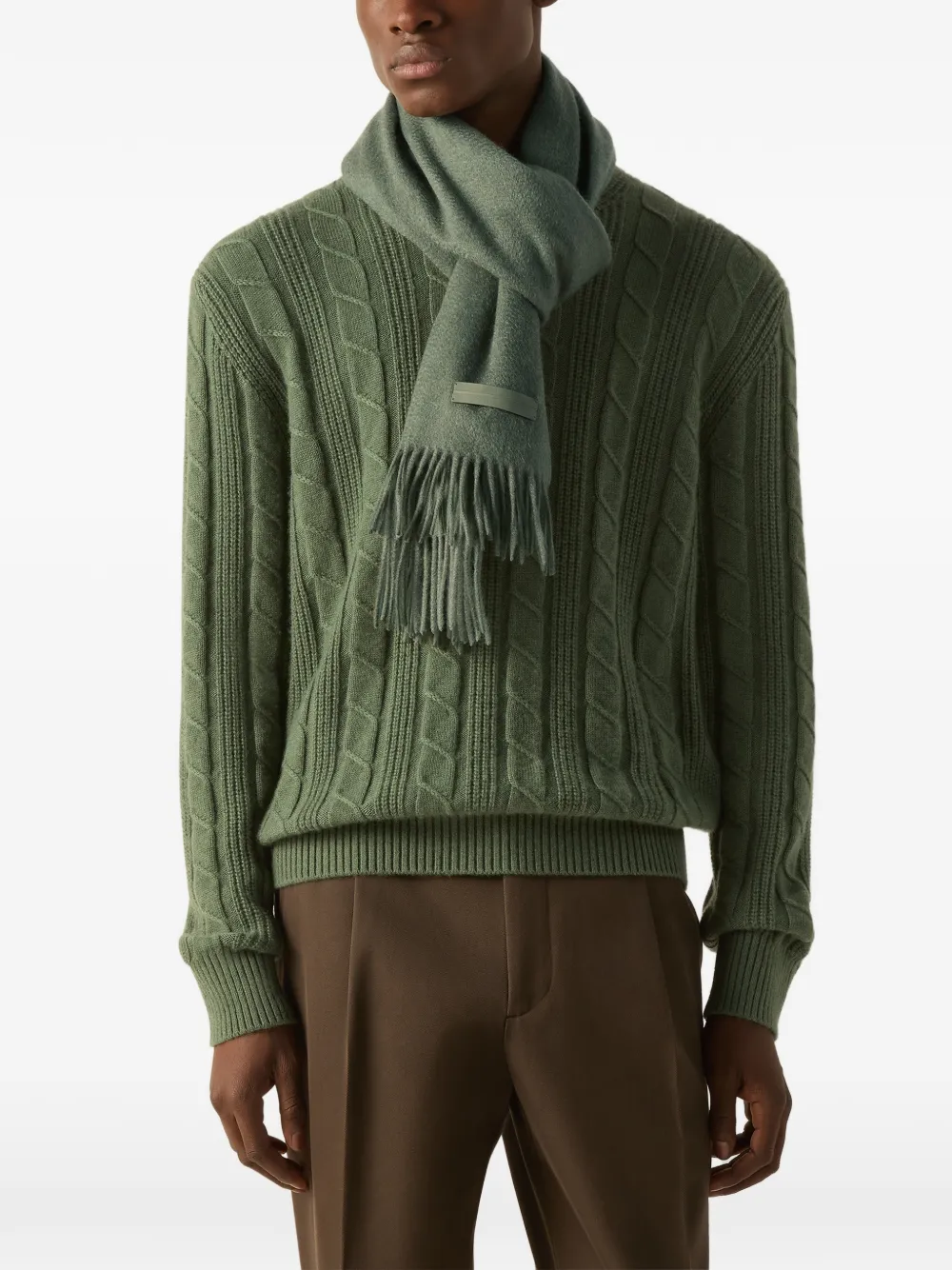 Zegna light green Oasi cashmere scarf Groen