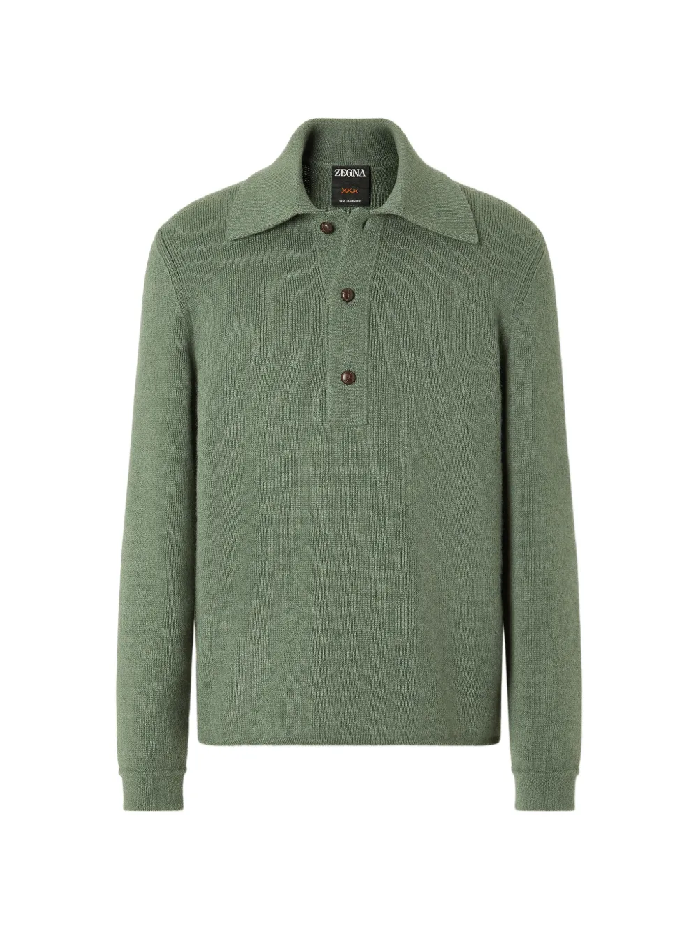 Zegna light green mélange Oasi Cashmere polo shirt - Grün