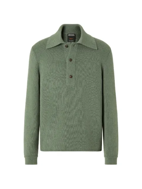 Zegna light green mélange Oasi Cashmere polo shirt