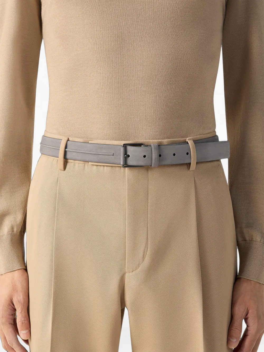 Zegna Mélange nubuck riem Grijs