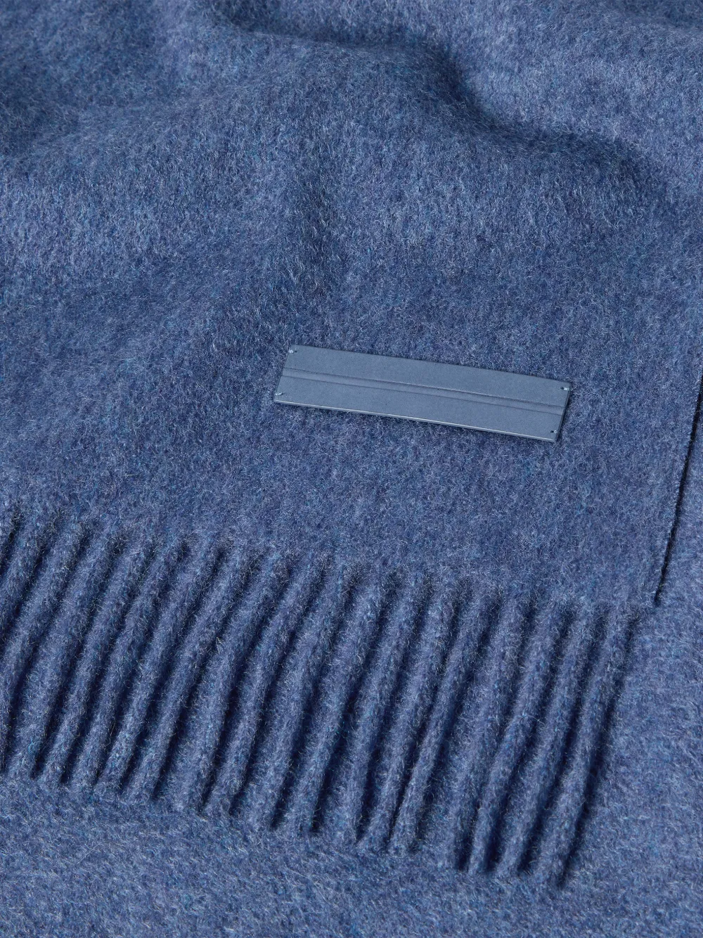 Zegna Oasi kasjmier sjaal met franje Blauw