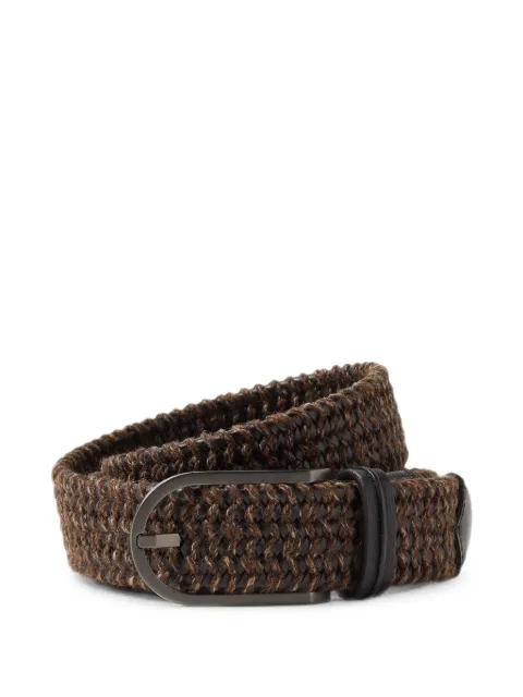 Zegna Riem van donkerbruin leer en wolblend