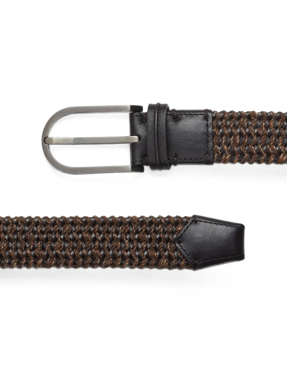 Zegna Riem van donkerbruin leer en wolblend