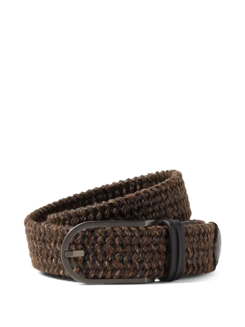 Zegna dark brown leather and wool blend belt
