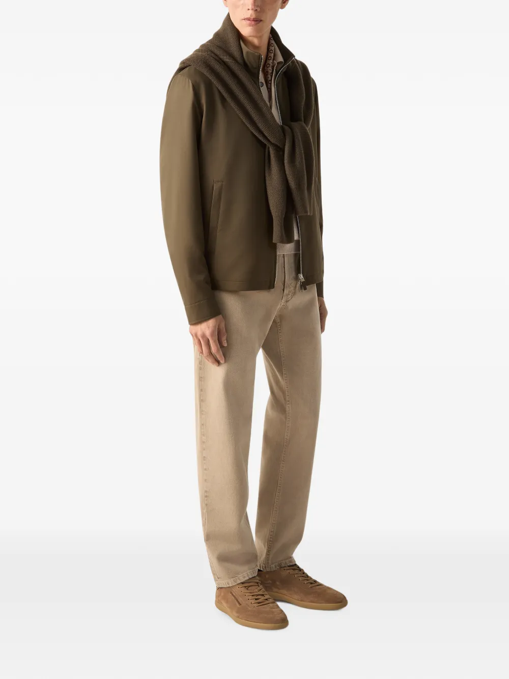 Zegna Oasi kasjmier poloshirt van gemêleerd wit Beige