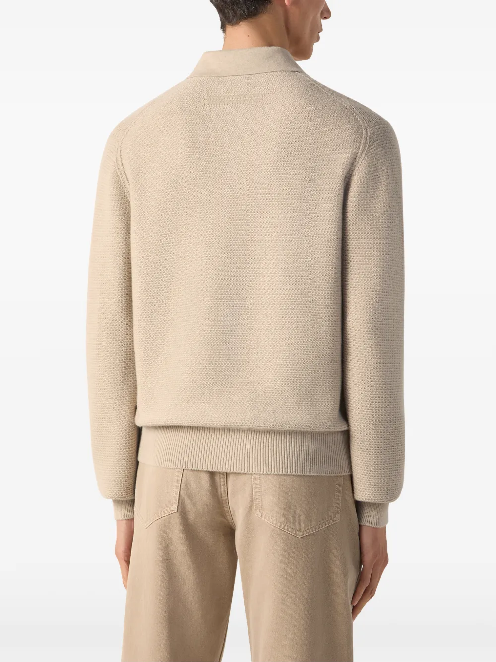 Zegna Oasi kasjmier poloshirt van gemêleerd wit Beige