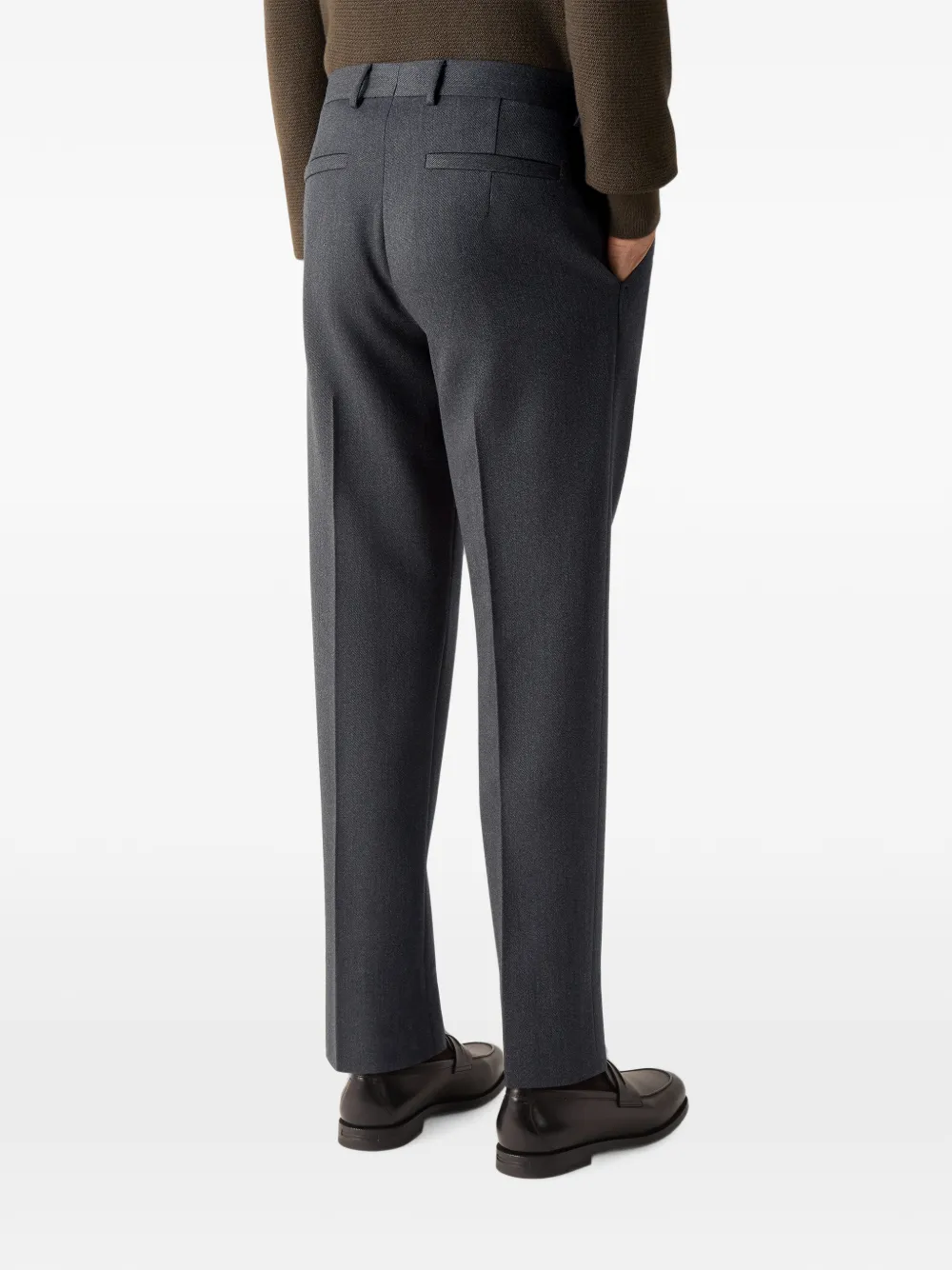 Zegna Donkergrijze gemêleerde wollen en kasjmier broek Grijs