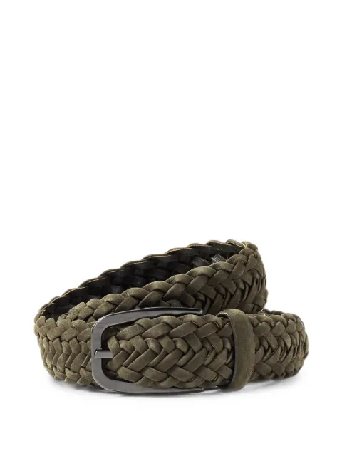 Zegna dark-olive-green nubuck belt