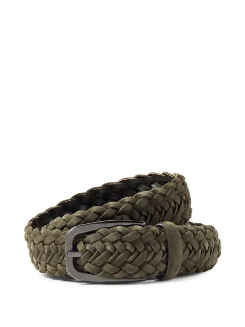 Zegna dark-olive-green nubuck belt