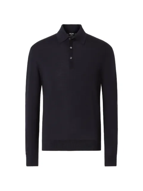 Zegna navy-blue Trofeo 15mil wool polo shirt