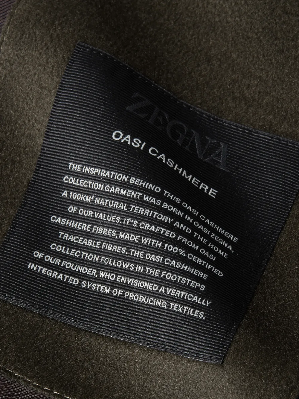 Zegna dark olive-green Oasi Cashmere jacket Groen
