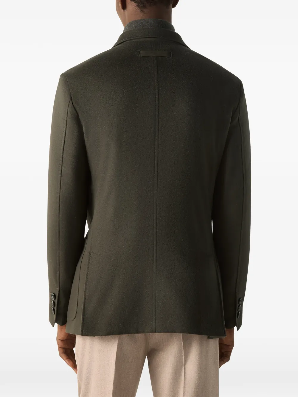 Zegna dark olive-green Oasi Cashmere jacket Groen