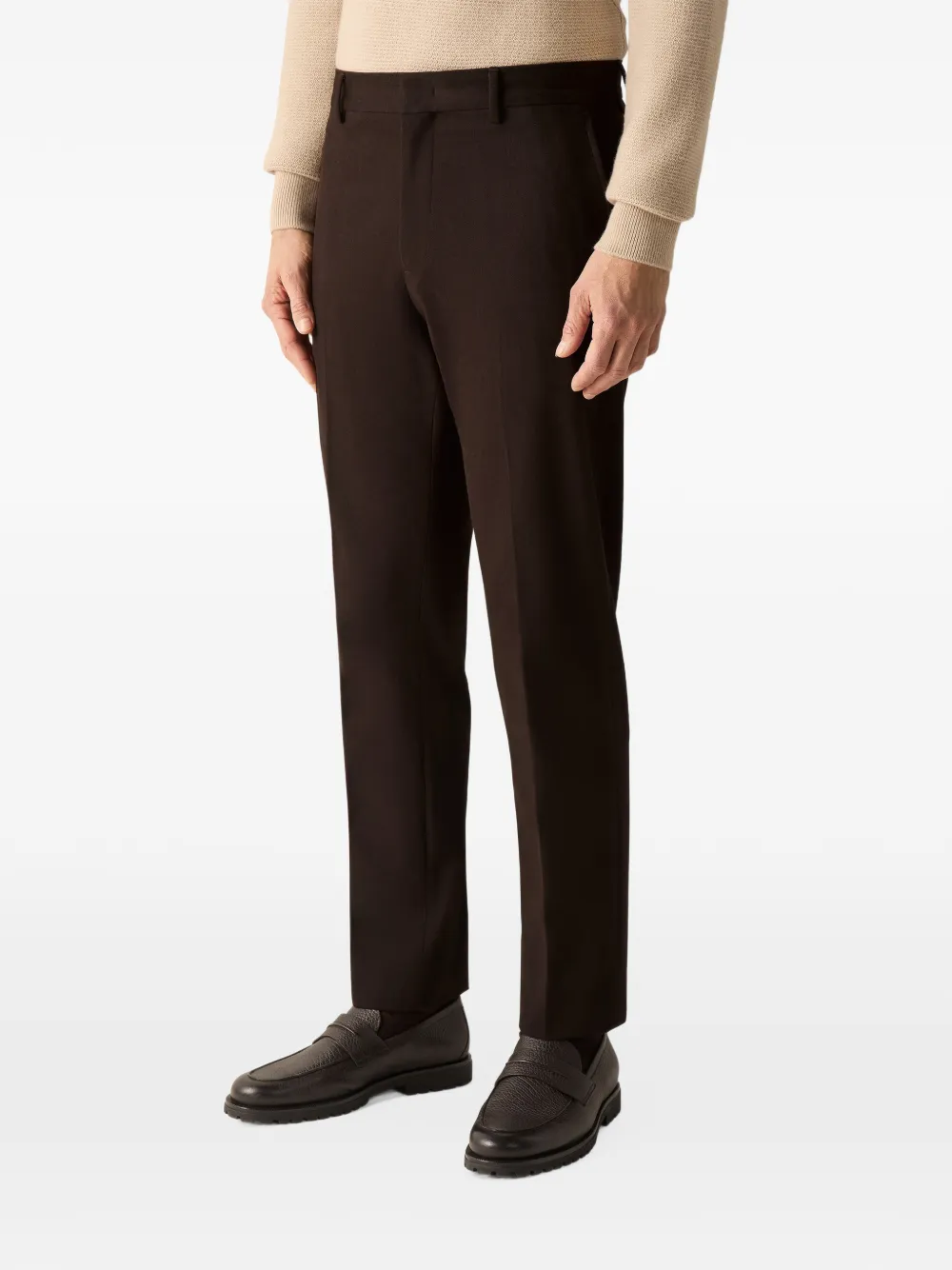 Zegna Donkerbruine katoenen- en kasjmier broek